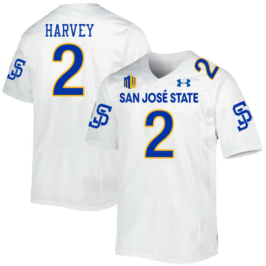 #2 DJ Harvey SJSU Jersey,San Jose State Spartans Football Jersey College Uniforms-White